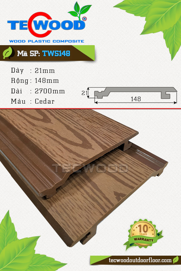 Tấm ốp gỗ nhựa TecWood TWS148-Cedar