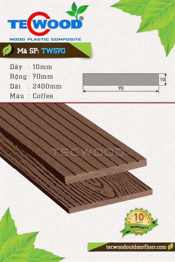 Tấm ốp gỗ nhựa TWS70 - Coffee
