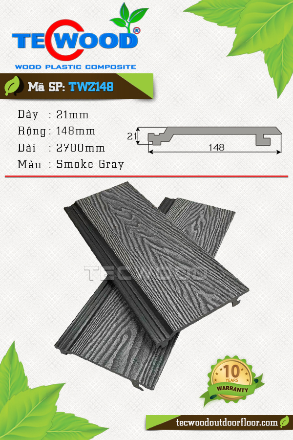 Tấm ốp gỗ nhựa TWZ148 Smoke Gray