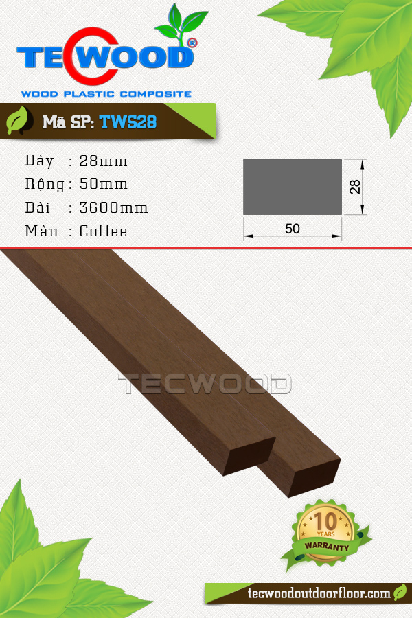 Thanh lam gỗ nhựa TecWood TWS28-Coffee