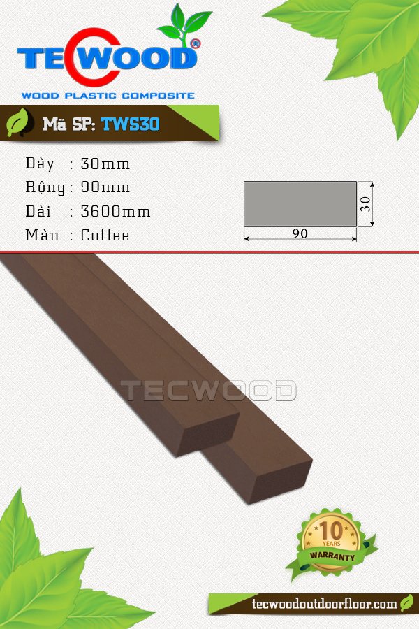 Thanh lam gỗ nhựa TecWood TWS30 - Coffee