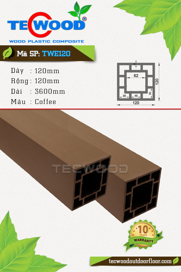 Trụ cột gỗ nhựa TecWood TWE120-Coffee