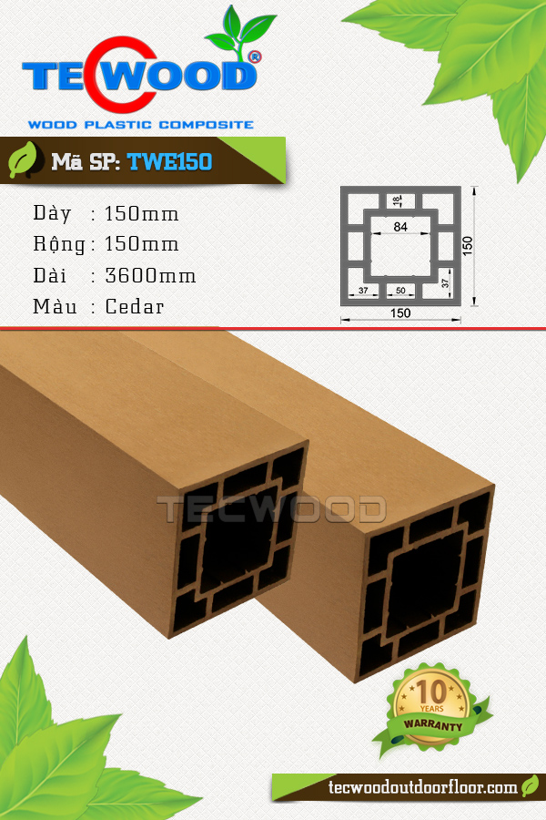 Trụ cột gỗ nhựa TecWood TWE150-Cedar