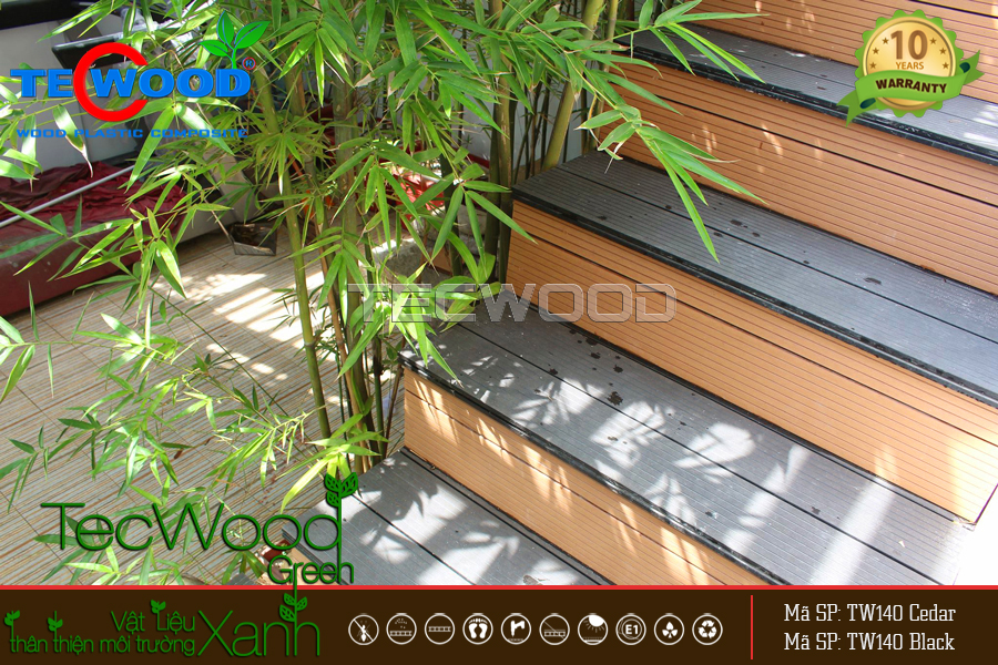 Bậc cầu thang gỗ ngoài trời TecWood Bậc cầu thang gỗ ngoài trời