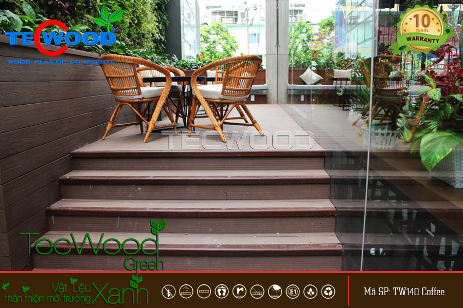 Bậc cầu thang làm từ gỗ nhựa cao cấp ngoài trời bậc cầu thang gỗ ngoài trời