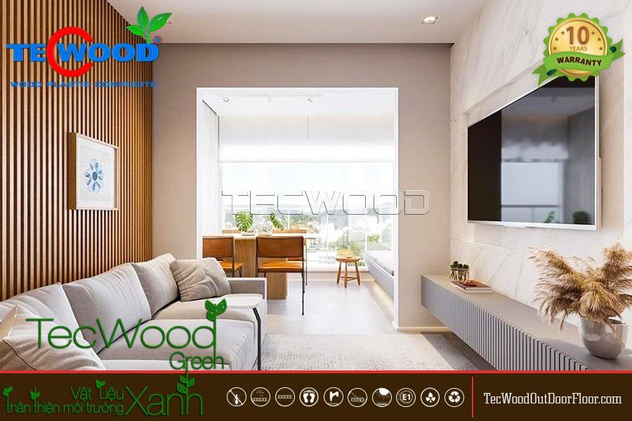 Gỗ nhựa ốp tường trong nhà