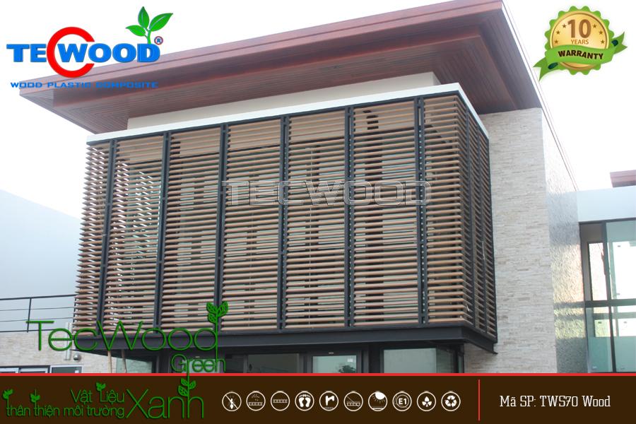 Tạo không gian thư giãn tuyệt vời với lam che nắng gỗ nhựa TecWood Mẫu lam che nắng mặt tiền đang được ưa chuộng