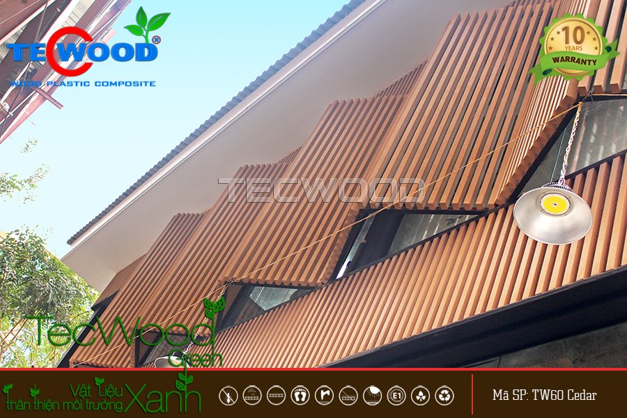 Ấn tượng trước vẻ đẹp của công trình sử dụng lam che nắng ngoài trời TecWood Lam chắn nắng mặt tiền