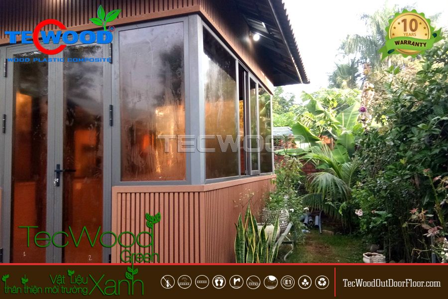 Tấm ốp gỗ nhựa trang trí nhà vườn