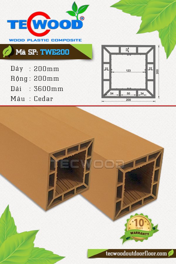 Trụ cột gỗ nhựa TWE200 màu Cedar